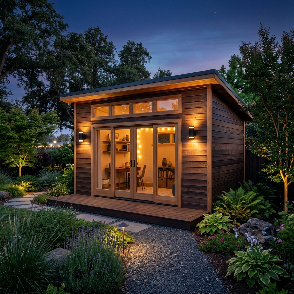 The Sutter Studio custom wooden shed in Yuba City