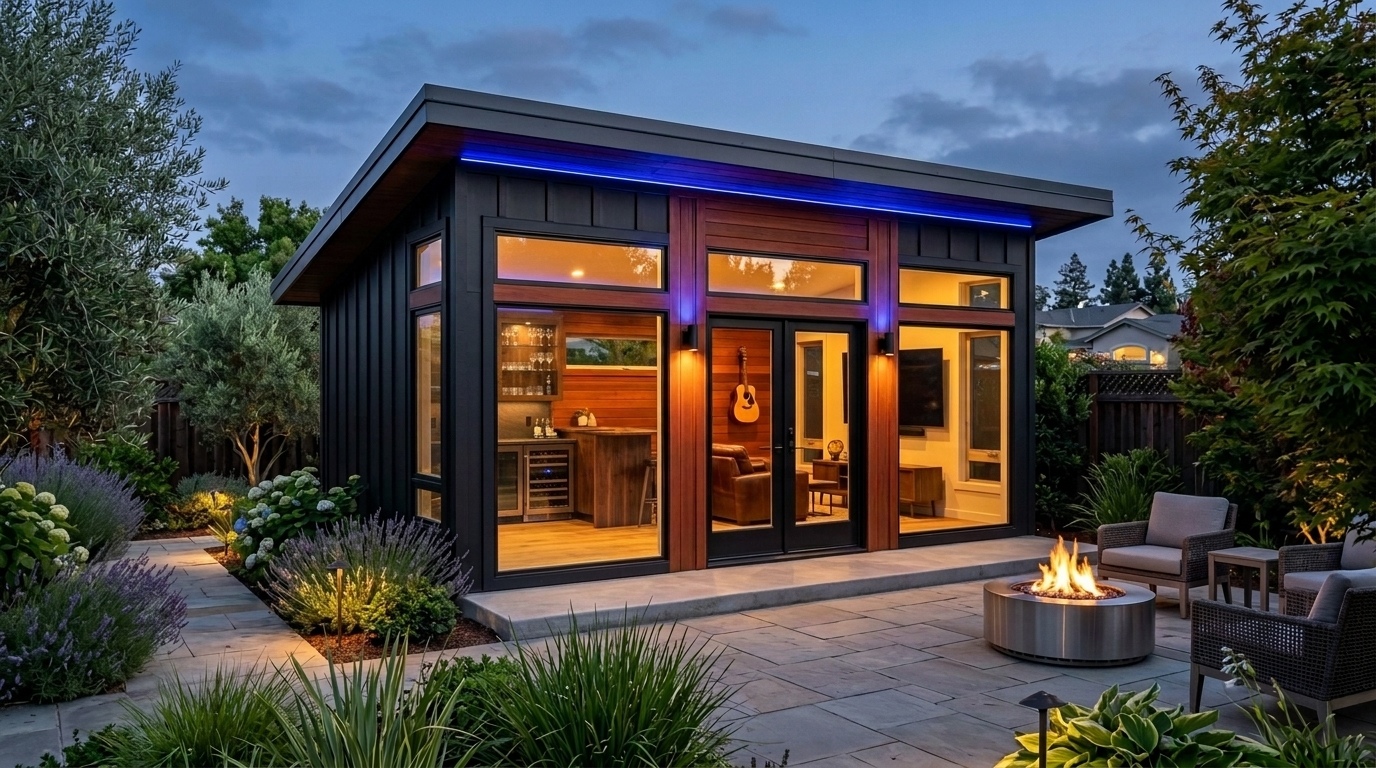 The Sutter Executive (15x8) Man Cave Dusk Exterior (LEDs)