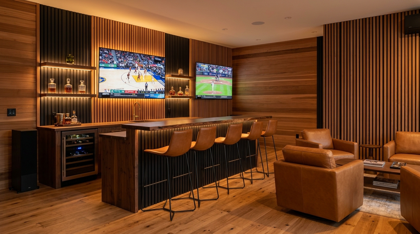 Sutter Executive 15x8 VIP Sportsbook Suite with Bar & Media Wall